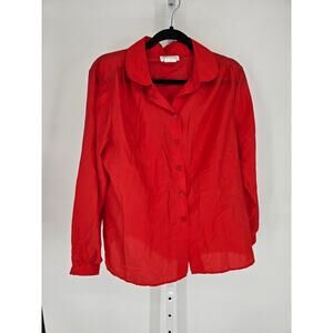 Vtg 1980s Studio Collections Womens Sz 38 (L) Long Sleeve Button Up Blouse Red